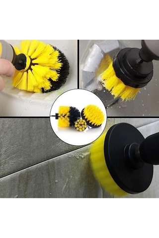 Zmc Bilişim 3lü Matkap Ucu Banyo Küvet Duşakabin Araba Tekerliği Koltuk Yıkama Temizleme Fırçası Seti