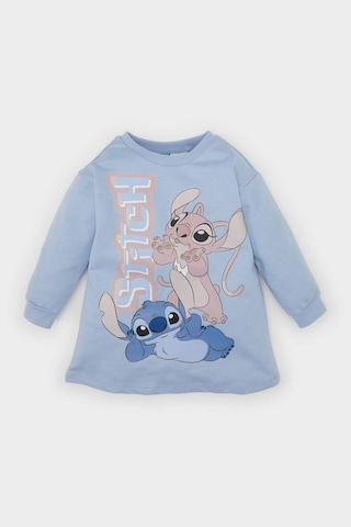 DeFacto Kız Bebek Disney Lilo & Stitch Bisiklet Yaka Uzun Kollu Sweat Elbise D8439A524AUBE551 Mavi