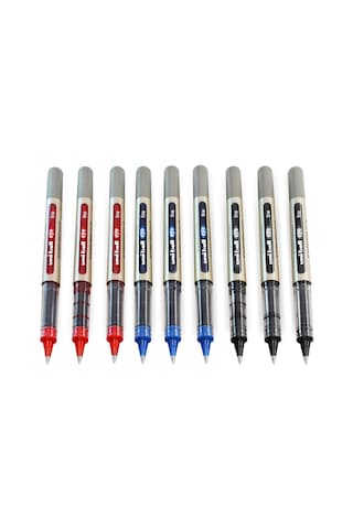 Uni-ball Eye - Ub-157 Rollerball Kalemleri - 0,7 Mm Uç - Siyah, Mavi, Kırmızı - 9'lu Paket Genel
