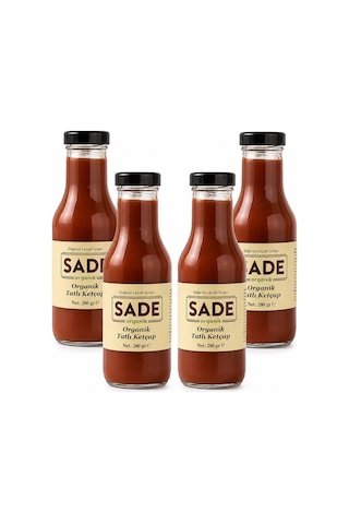 Sade Organik Ketçap Tatlı 280 Gr 4 Lü Paket