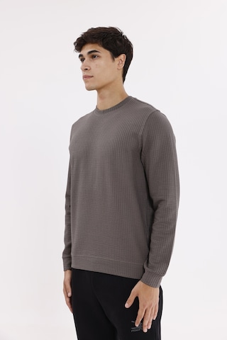 Rowinger Petek Yüzeyli Bisiklet Yaka Rahat Kalıp Lastik Manşetli Mevsimlik Sweatshirt Antracite