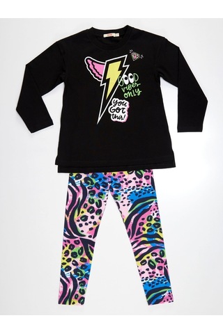 Denokids Mushi Kanatlı Şimşek Kız Tunik Tayt Takım Çok Renkli