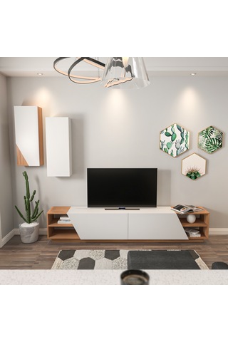 Zebra Tv Ünitesi Beyaz Teak