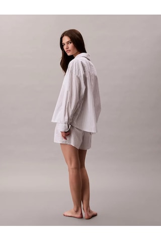 Calvin Klein Cotton Poplın Shırt Beyaz Kadın Pijama Gömleği