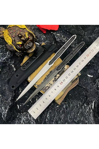 Mufunye Dış Mekan Taktik Gizli Savunma Bıçağı - Tam Kemiği Antenli Kaymaz Korkuluk, Kamp Avcılar İçin Çok Amaçlı Beyaz