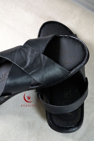 Erkek Çapraz Model Yumuşak Taban Sandalet&terlik Hac, Umre Ve Günlük Kullanıma Uygun Siyah