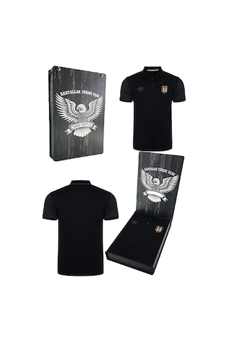 Beşiktaş Lisanslı Lazer Baskılı Polo Yaka Siyah Spor T-shirt SIYAH