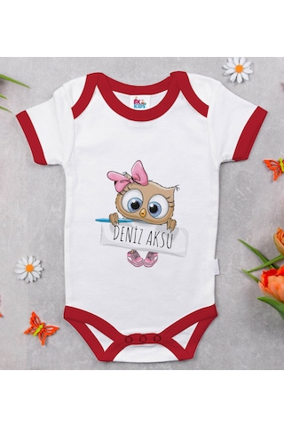Bk Gift Bk Kids Kişiye Özel İsimli Kırmızı Bebek Body Zıbın-46 Çok Renkli