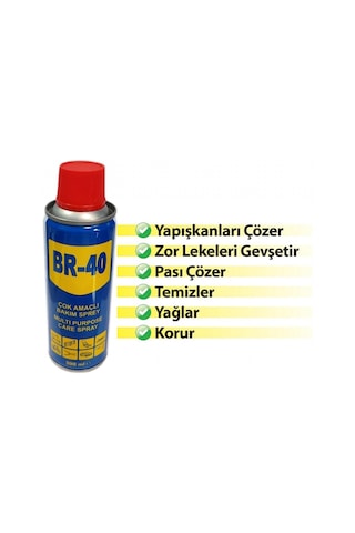 Br-40 Çok Amaçlı Hızlı Yağlayıcı, Pas Sökücü Sprey 200 Ml. 0850120