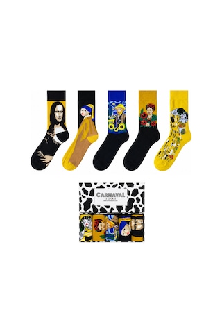 Carnaval Socks Ünlü Tablolar Desenli 5'li Kutulu Çorap Seti Sanat Serisi 2000386