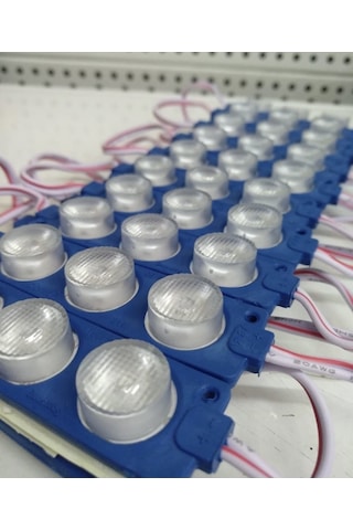12 Volt 3’lü Lensli 3 Watt 3030 Reklamcı Modül Mavi - 10 Adet