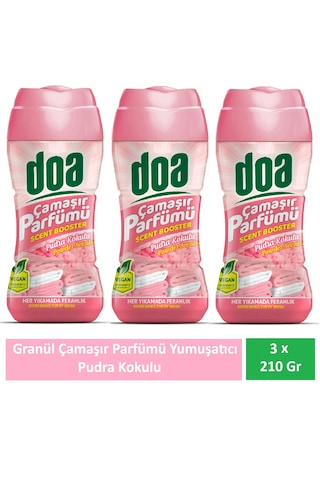 Doa Granül Çamaşır Parfümü & Çamaşır Yumuşatıcı Pudra Kokulu 3 X 210 Gr 3'lü Set