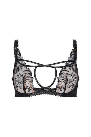 Agent Provocateur Ozella Dantelli Plunge Destekli Sütyen, Şeffaf Ve Parlak Wetlook Tasarım Siyah