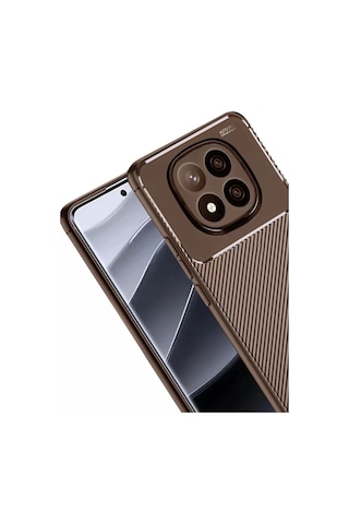 Newface Xiaomi Redmi Note 14 Pro Plus Kılıf Auto Focus Karbon Kapak - Kahverengi