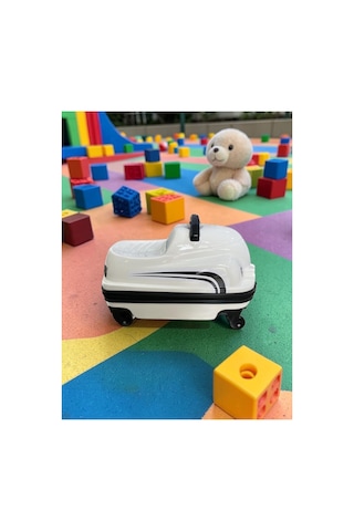 Aresshop Araba Valiz Çocuk Çanta Cocuk Araba Valız Beyaz