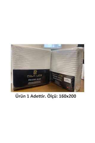 Polo Life Jakarlı Delux Sıvı Geçirmez Çift Kişilik Alez 160x200 Beyaz