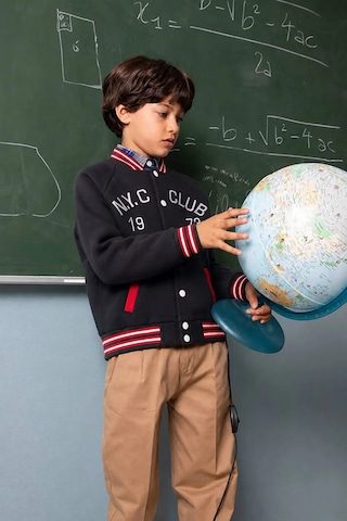 Minigimin Cicileri N.y.c Club Kolej Yaka Unisex Çocuk Çıtçıtlı Ceket - Siyah