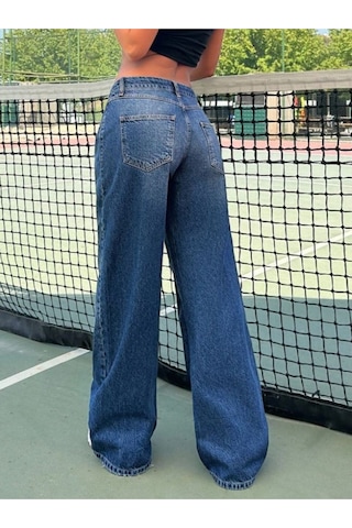 Kadın Düşük Bel Denim Pantolon Lacivert