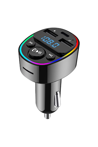 Skycity Oto Mp3 Çalar Bluetooth 5.0 Fm Transmitter, Çift Usb, 7 Renkli Işık, Tf Kart/usb Desteği, Gerçek Zamanlı Voltaj Monitörü, Tuşlu Model