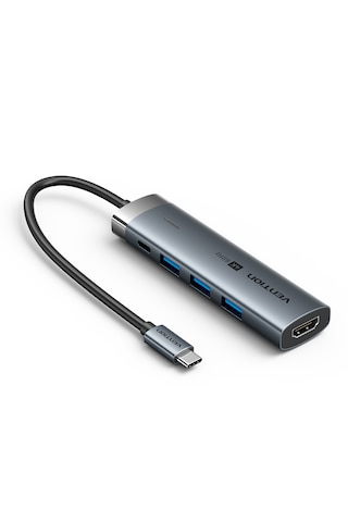 Vention 6'sı 1 Arada Alüminyum Alaşımlı Type-c Hub Çoklayıcı - 4k Hdmı 3xusb 3,0 Usb 3,2 Gen 1 Type-c Veri Pd Gri 0,15m