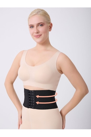 Serone Kısa Model Esnek Yapılı Bel Şekillendirici Spor Korse Siyah Renk Siyah