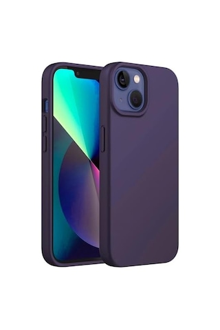 Merwish Apple İphone 15 Plus Uyumlu Özel İpeksi Dokunuş Hissi Veren İçi Yumuşak Kadife Lansman Silikon Kılıf Kapak Derin Mor 50 x 22