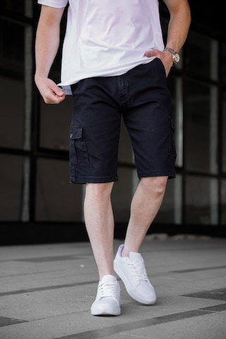 Siyah Renk Kargo Cepli Gabardin Erkek Şort-1800 Siyah