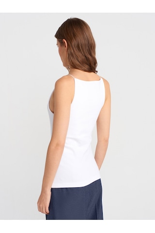 Dilvin 21020 Halter Yaka Top-beyaz Beyaz