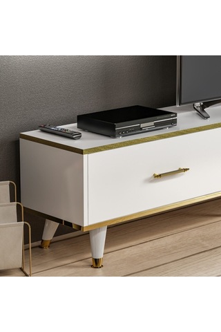 Tv Ünitesi Avon Beyaz Gold Ledli 180 Cm