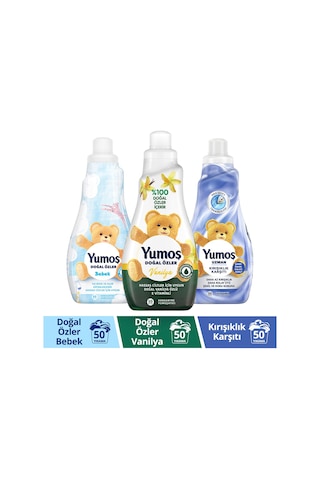 Yumoş Doğal Özler Vanilya + Bebek + Kırışıklık Karşıtı Yumuşatıcı 3 x 1200 ML