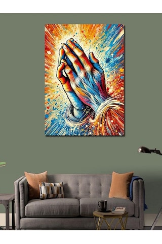 Kanvas Tablo Dua Eden Eller Renkli Çizim 50cmx70cm