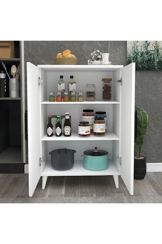 Reyo Home Enda 3 Raflı 2 Kapaklı Çok Amaçlı Dolap Beyaz