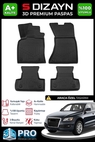 S-dizayn Audi Q5 3d Pro Havuzlu Paspas 2009-2017 A+ Kalite