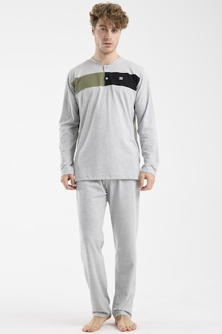 Sementa Blok Detaylı Regular Fit Pijama Takım - Gri Gri