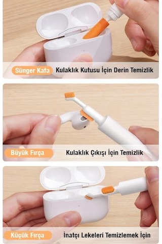 Baseus Yıkanabilir 3 Fırça Başlıklı Kulaklık Temizleme Fırçası Kulaklık Toz Alma Fırcası