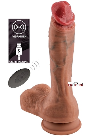 Erofoni Usb Şarjlı 29 CM Uzaktan Kumandalı Titreşimli Çift Katmanlı Dildo Premium Vantuzlu Vibratör Penis
