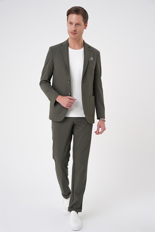 Comfort Fit Mono Yaka Torba Cep Casual Haki Ceket C 707 Haki