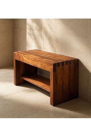 Shark Anatolia Premium Iroko Banyo Bahçe Havuz Bankı Raflı Ekstra Güçlü 86cm Indoor/outdoor Çok Renkli