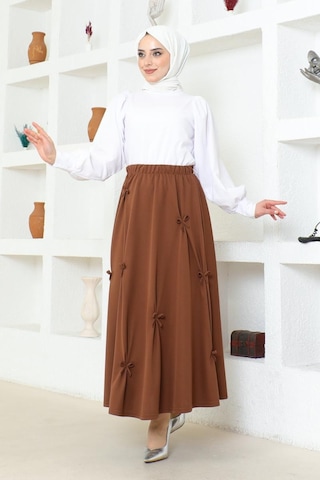 Fiyonk Detaylı Çan Etek Brc1507 Kahve 001