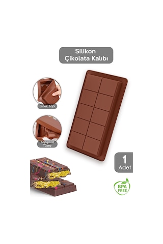 1 Adet Dubai Çikolatası Kalıbı - Büyük Tablet Çikolata Kalıbı Silikon Kalıp