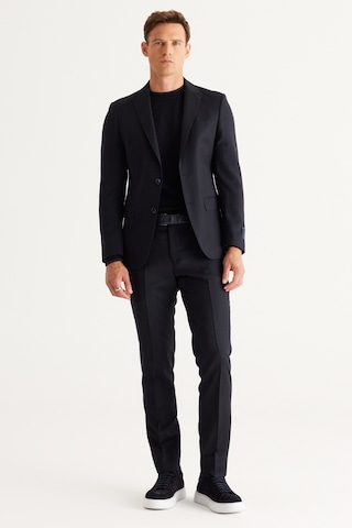 AC&Co / Altınyıldız Classics Erkek K.lacı Slim Fit Dar Kesim Kırlangıç Yaka %100 Yün Çizgili Takım Elbise K.lacı