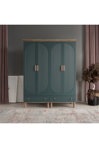 Beenal Furkan 4 Kapaklı Gardırop Dolap 160cm Atlantik Çam-yeşil