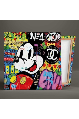 Mickie Mouse Grafitti Sokak Sanatı Sevimli Fare Dikey Hd Baskı Kanvas Tablo