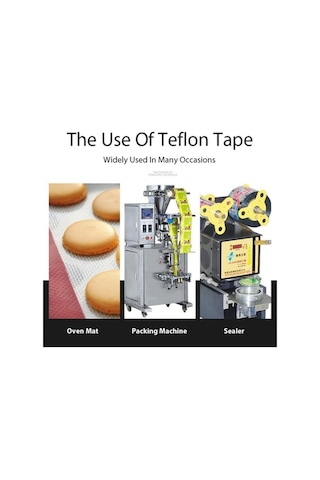 Pazly 10 Metrelik Ptfe Kumaş Bant, Yüksek Sıcaklık Dayanımlı, Yapıştırıcı, Su Geçirmez, Kapama Makinesi İçin Rulo