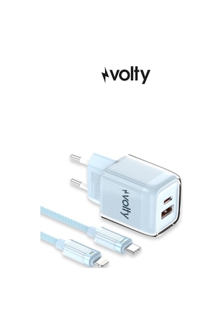 Hızlı Şarj Adaptörü 35w Gan + Lightning Kablo 30w Pd Usb-c&usb-a, Tablet&telefon Mavi-v0102018
