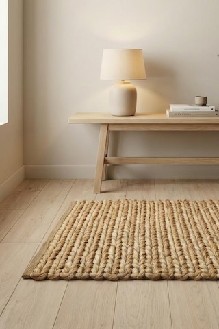 Digithome Jüt Hasır Dikdörtgen Oturma Odası Yatak Odası Natural Halı 150x100 Cm Kahverengi