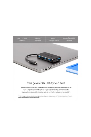 Transcend TS-HUB2C USB-C Cihazlarınız İçin 4 Portlu USB 3.1 HUB