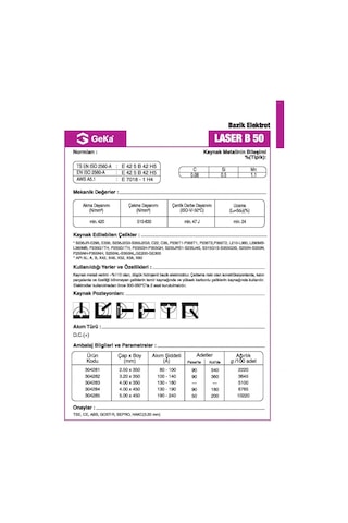 Geka Laser B 50 Bazik Kaynak Elektrotu E7018-1 H4 - 3.20X350 MM