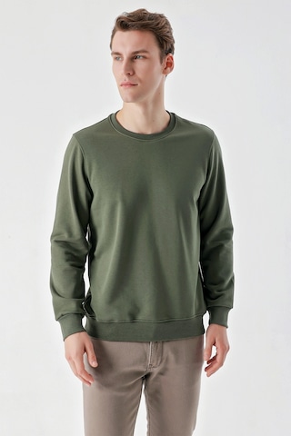 Morven Erkek Yeşil Basic Bisiklet Yaka Sweat-shirt Yeşil