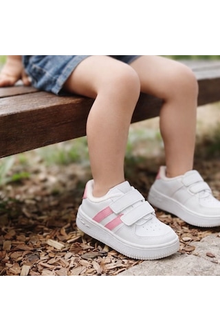 Papucumun Dünyası Günlük Bebek Çocuk Sneaker Cırt Cırt Bantlı Spor Ayakkabı Yürüyüş Ayakkabısı Pembe
